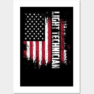 Light Technician: Official Lighting Technician USA Flag Posters and Art